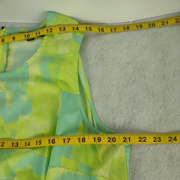 Lane Bryant Plus Size 16 Hi-Low Sleeveless Dress Green Blue Abstract Cotton - Picture 10 of 13